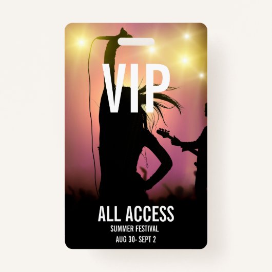 Aangepaste VIP All-Access Concert Event Pass Vrouw Badge (Voorkant)
