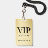 Aangepaste VIP All Access Concert Faux Gold Badge (Voorzijde met lanyard)