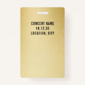Aangepaste VIP All Access Concert Faux Gold Badge (Achterkant)