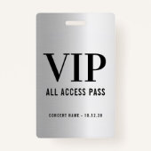 Aangepaste VIP All Access Concert Faux Silver Badge (Voorkant)
