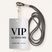 Aangepaste VIP All Access Concert Faux Silver Badge (Voorkant met draagriem)