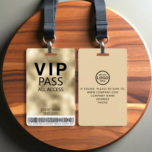 Aangepaste VIP All Access Gold Folie Badge | stree