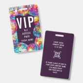 Aangepaste VIP All Access Pass QR Code Disco Ball Badge (Voor- en achterkant)