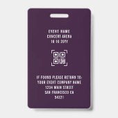 Aangepaste VIP All Access Pass QR Code Disco Ball Badge (Achterkant)
