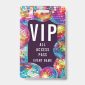 Aangepaste VIP All Access Pass QR Code Disco Ball Badge (Voorzijde)