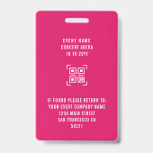 Aangepaste VIP All Access Pass QR Code Disco Ball Badge (Achterkant)