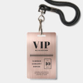 Aangepaste VIP All Access Rose Gold Badge (Achterkant met lanyard)