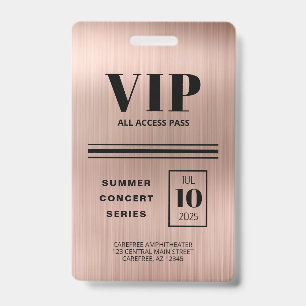 Aangepaste VIP All Access Rose Gold Badge