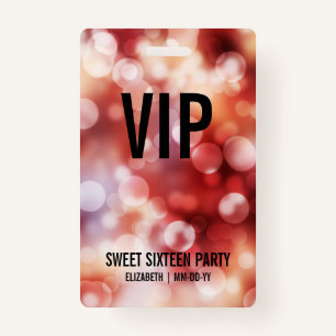 Aangepaste VIP Alle toegangspasjes Sweet Sixteen Badge