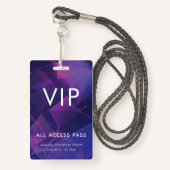 Aangepaste VIP Bar Code Event Paarse Geometrische Badge (Voorkant met draagriem)