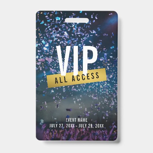 Aangepaste VIP Gold All Access Concert Badge (Voorzijde)