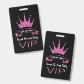 Aangepaste VIP Roze Glitter Meisjesachtige Sweet S Badge (Voor- en achterkant)