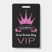 Aangepaste VIP Roze Glitter Meisjesachtige Sweet S Badge (Achterkant)