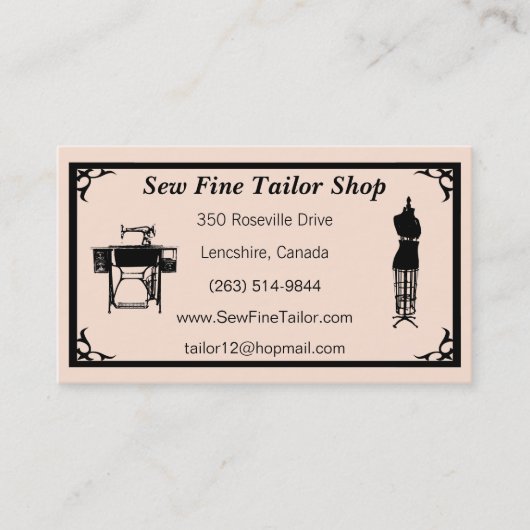 Aangepaste Visitekaartjes op maat/seamstress (Voorkant)