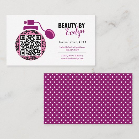 Aangepaste Visitekaartjes van Beauty Salon | QR-co (Voorkant / Achterkant)