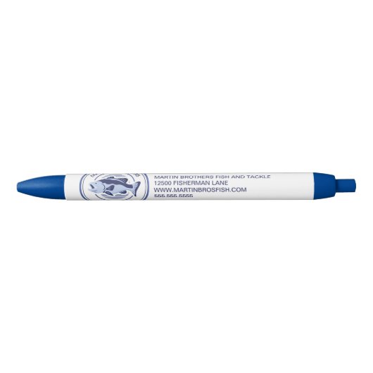 Aangepaste Visser Blauwe Baars Vis Blauwe Inkt Pen (Voorkant)