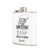 Aangepaste visser cadeau, Geboren om te vissen Heupfles (Links)