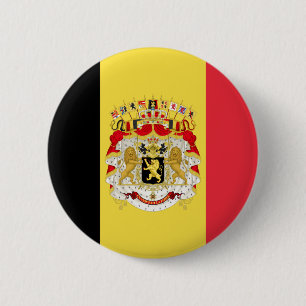 Aangepaste vlag van België zwart-wit rood Ronde Button 5,7 Cm