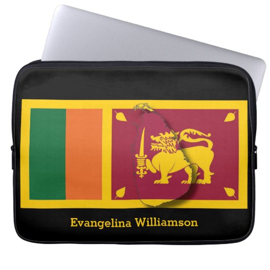 Aangepaste vlag voor BLACk Sri Lanka Laptop Sleeve (Voorkant)