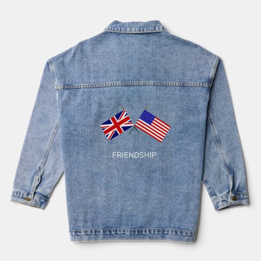 Aangepaste vlaggen van Engeland & Verenigde Staten Denim Jacket (Achterkant)