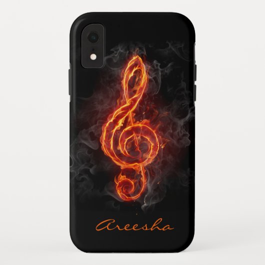 Aangepaste Vlammende Muzieknoot Case-Mate iPhone Case (Achterkant)