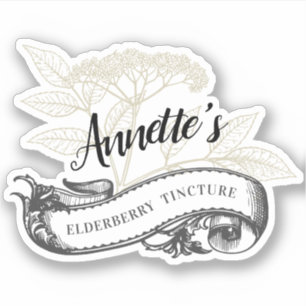 Aangepaste  vlierbes of vlierbloementinctuur sticker