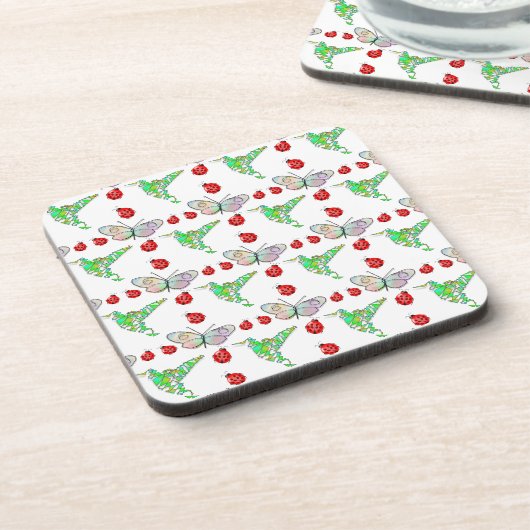 Aangepaste vlinder, Hummingbird en Ladybug Pattern Bier Onderzetter (Linkerzijde)