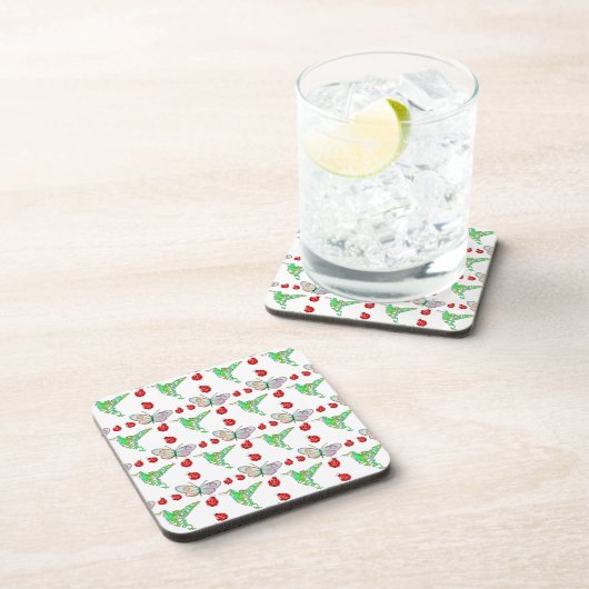 Aangepaste vlinder, Hummingbird en Ladybug Pattern Bier Onderzetter (Rechterzijde)