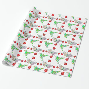 Aangepaste vlinder, Hummingbird en Ladybug Pattern Cadeaupapier