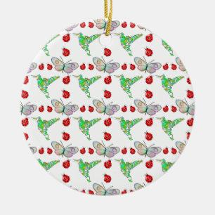 Aangepaste vlinder, Hummingbird en Ladybug Pattern Keramisch Ornament