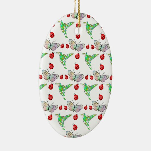 Aangepaste vlinder, Hummingbird en Ladybug Pattern Keramisch Ornament (Rechts)