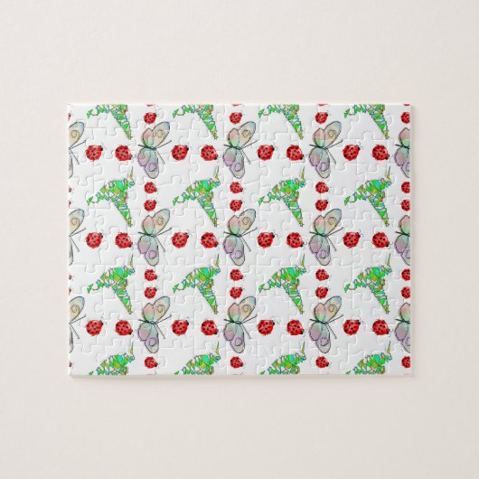 Aangepaste vlinder, Hummingbird en Ladybug Pattern Legpuzzel (Horizontaal)