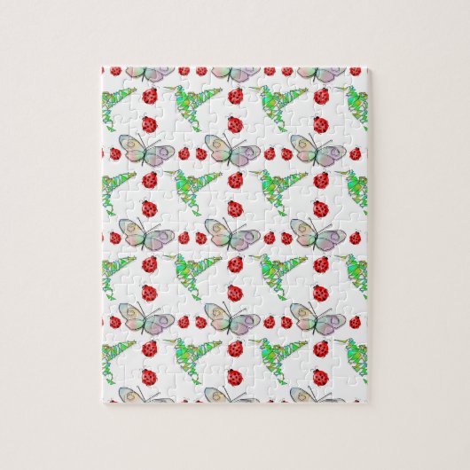 Aangepaste vlinder, Hummingbird en Ladybug Pattern Legpuzzel (Verticaal)