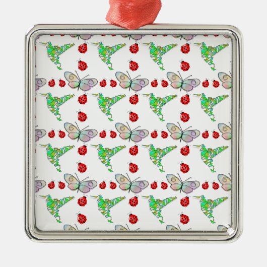 Aangepaste vlinder, Hummingbird en Ladybug Pattern Metalen Ornament (Voorkant)