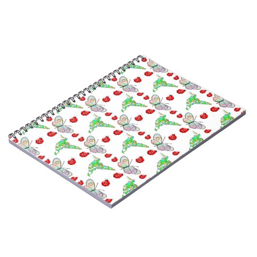 Aangepaste vlinder, Hummingbird en Ladybug Pattern Notitieboek (Linkerzijde)