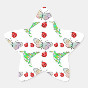 Aangepaste vlinder, Hummingbird en Ladybug Pattern Ster Sticker