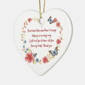 Aangepaste Vlinders en Bloemen Hart Dank U Keramisch Ornament (Links)