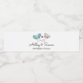 Aangepaste vlinders fladderen bruiloft receptie waterfles etiket (Enkel label)