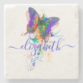 Aangepaste vlinderspaar stenen onderzetter (Voorkant)