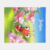 Aangepaste vlootdeken (50 x 60 inch) Ladybug bloem Fleece Deken (Voorkant (Horizontaal))