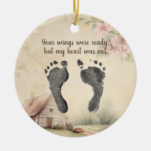 Aangepaste Voet Prints van Uw Baby Geheugen Keramisch Ornament (Voorkant)