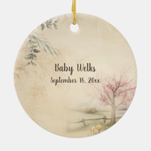 Aangepaste Voet Prints van Uw Baby  Geheugen Keramisch Ornament (Achterkant)