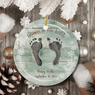 Aangepaste Voet Prints van Uw Baby Snow Flakes Mem Keramisch Ornament