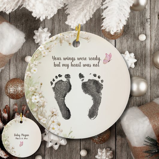 Aangepaste Voet Prints van Uw Baby Wild Flower Mem Keramisch Ornament