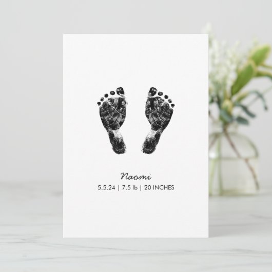 Aangepaste voetafdruk | Upload uw Baby footprint n Feestdagenkaart (Staand voorkant)