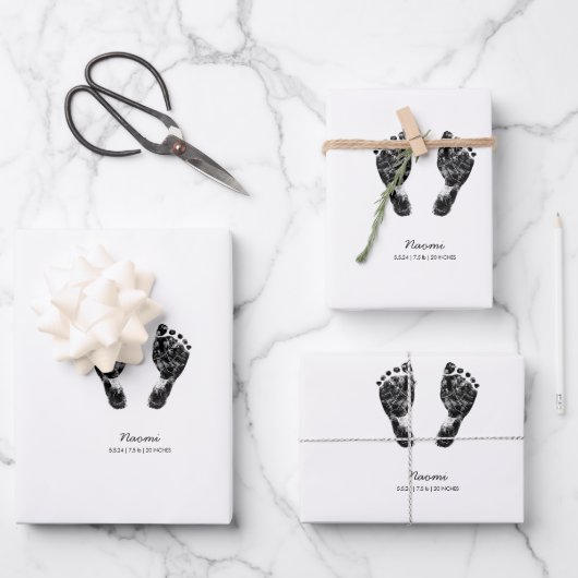 Aangepaste voetafdruk | Upload uw Baby footprint n Inpakpapier Vel (Voorkant)