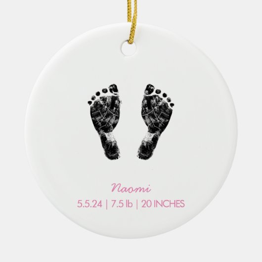 Aangepaste voetafdruk | Upload uw Baby footprint n Keramisch Ornament (Voorkant)