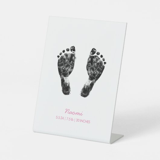 Aangepaste voetafdruk | Upload uw Baby footprint n Reclamebord Met Voetstuk (Voorkant)