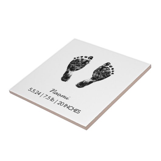 Aangepaste voetafdruk | Upload uw Baby footprint n Tegeltje (Zijkant)