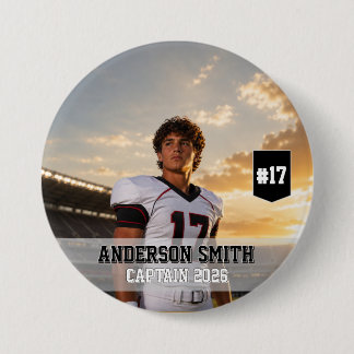 Aangepaste Voetbal Kapitein Foto MVP 2026 Ronde Button 7,6 Cm